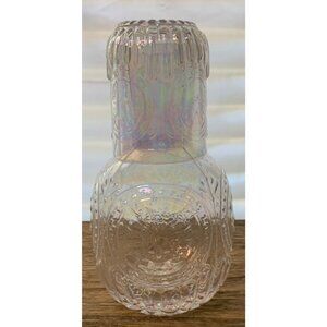Bedside Water Carafe Iridescent Glass Decanter Tumble Up